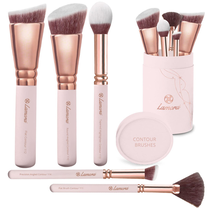 Pro Face Contour Brush Set Synthetic Contouring Sculpting and Highlighting Kit Cream Blush Powder Flat Nose Cheek Round