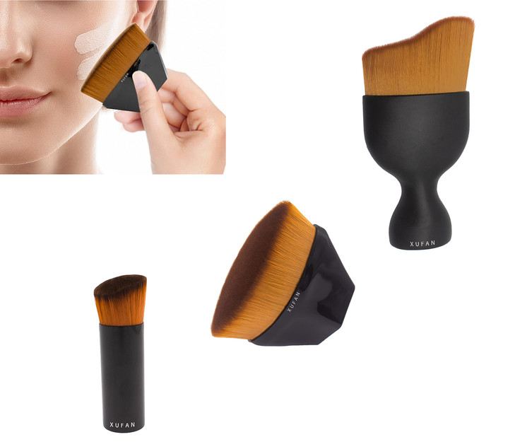 Foundation Makeup Brush 3Pcs Flat Head Makeup Brush Concealer Brush Contour Sideburn Adjustment Pen