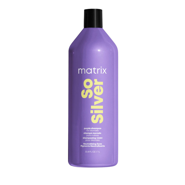 Matrix So Silver Purple Shampoo Neutralizes Yellow Tones Color Depositing Brightening Toning Strengthens and Adds Shine
