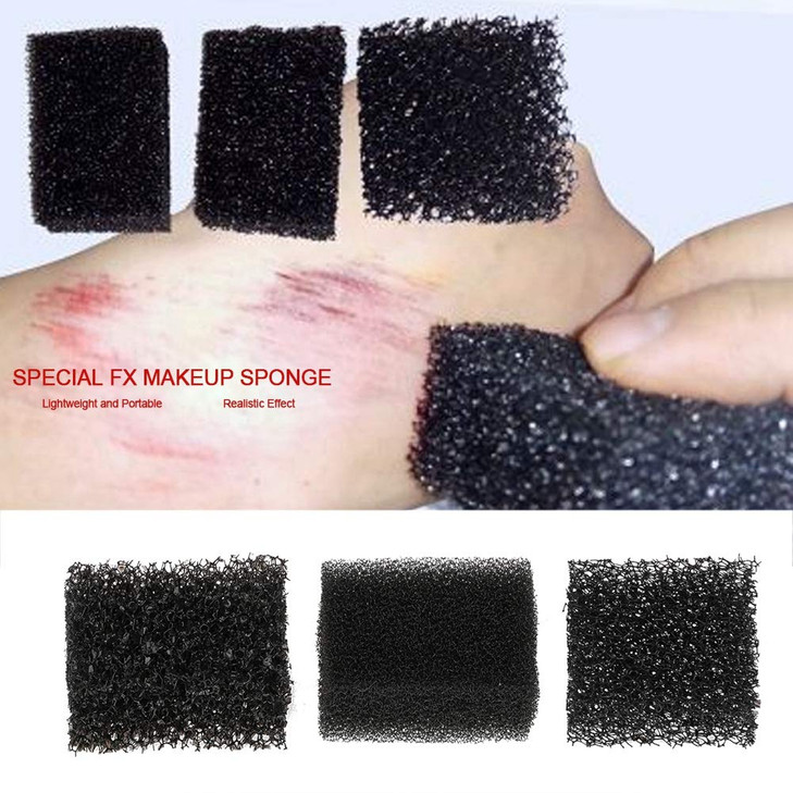 MEICOLY Stipple Sponge Halloween Bruise MakeupSFX Blood Scar Stubble Wound CosplayArt Shaping Special Effects3pcsBlack