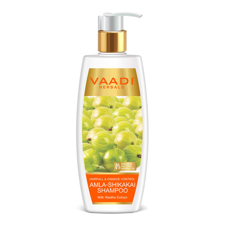 Vaadi Herbals Organic Amla Shikakai Reetha Shampoo AntiDandruff Moisturizing Thickening Sulphate Free Paraben Free 350 M