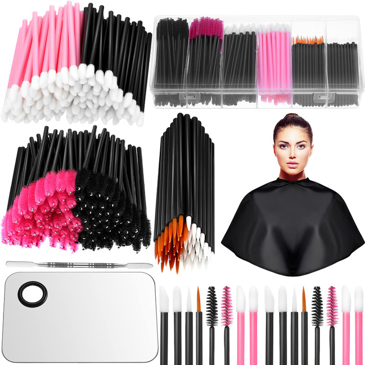 Maitys 260 Pieces Disposable Makeup Tools Kit Eyeliner Brushes Mascara Wands Lipstick Applicators Plastic Organizer Box