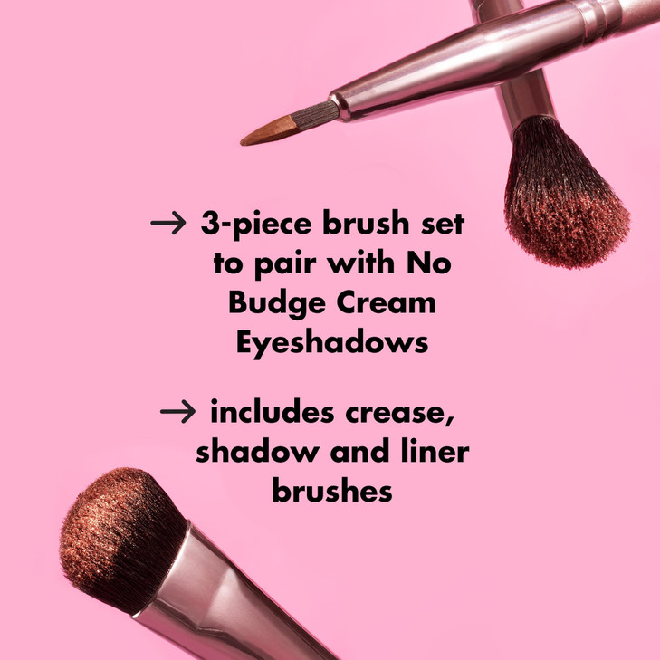 elf No Budge Brush Trio 3Piece Eyeshadow Brush Set For Applying Blending Color Use With The No Budge Cream Eyeshadows Ve