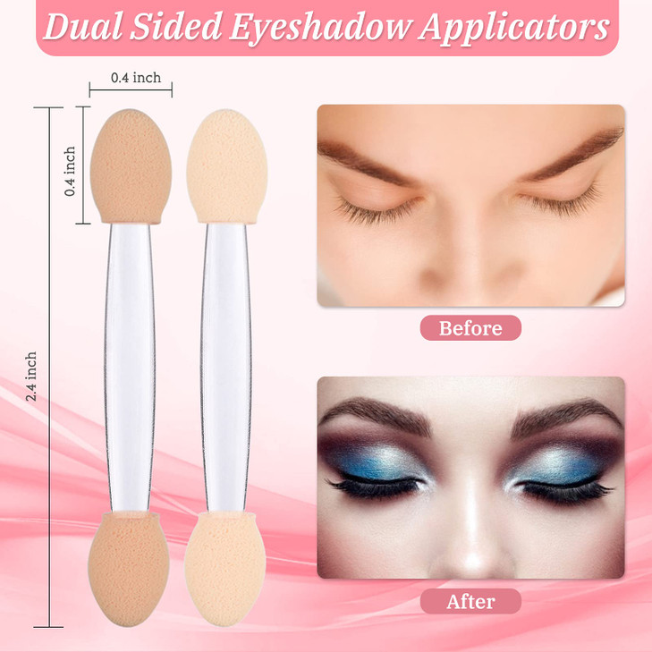 Clear Disposable Eyeshadow Sponge Applicators 50PCS Double Sided Eye Shadow Applicator Sticks with Box