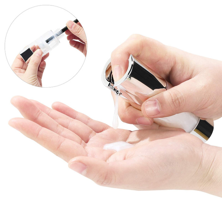 longway Silver Airless Cosmetic Cream Pump Bottle Travel Size Dispenser Refillable Containers1oz30mlpack of 6