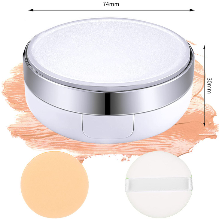 Patelai 7 Pcs 05oz Silver Empty Cushion Foundation Makeup Sponge Holder with Sponge Puff and Mirror Portable Makeup Powd