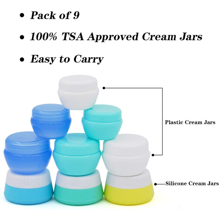 Cosywell Travel Containers Sets Silicone PP Cream Jars for Toiletries Empty Lotion Leakproof TSA Approved Bottles Access