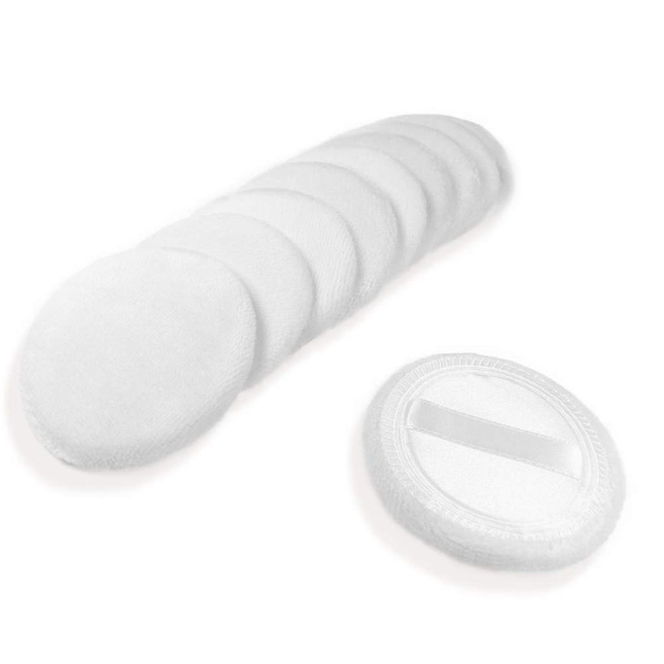 10pcs Powder Puff Cotton Cosmetic Powder Face Makeup Puffs Pads with Ribbon for Loose and Foundation 236 inch White