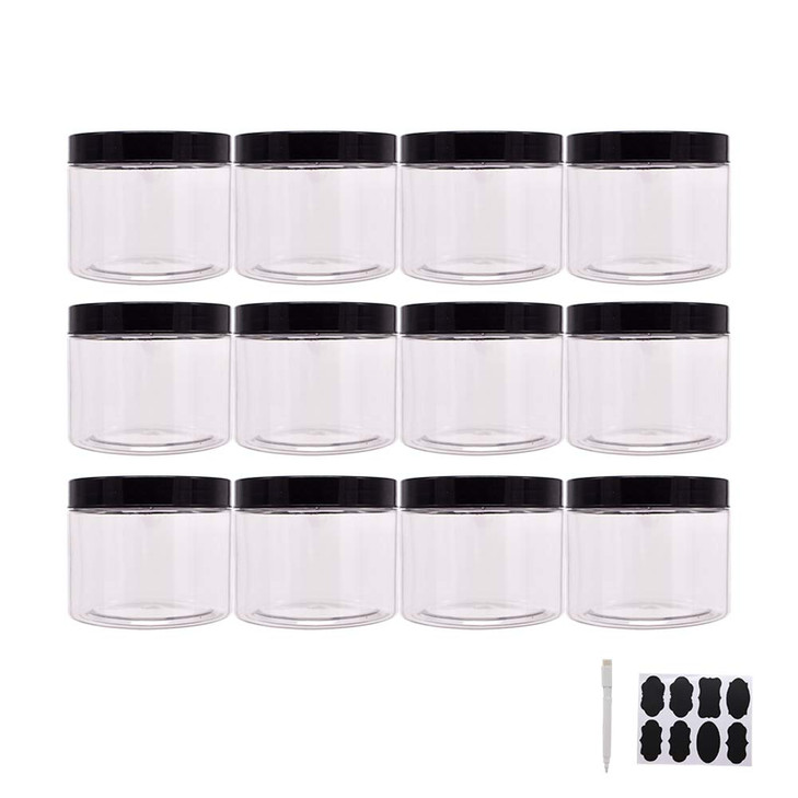 zmybcpack Plastic Jars With Lids Extra Labels 1 Pen Clear PET Seal Jar for Food Storage Wide Opening Storage jar For Dry