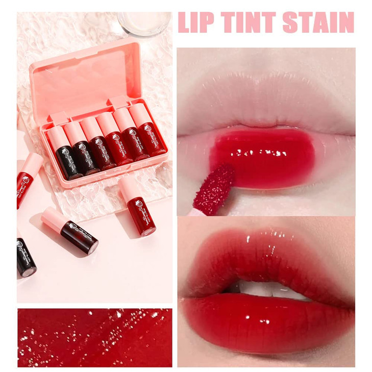 6 Colors Lip Tint Stain Set, Korean Makeup Lip Stain Moisturizing Mini Liquid Lipstick, Multi-use Lip and Cheek Tint, Long lasting Non-Stick Cup Wate online at globaldelivered