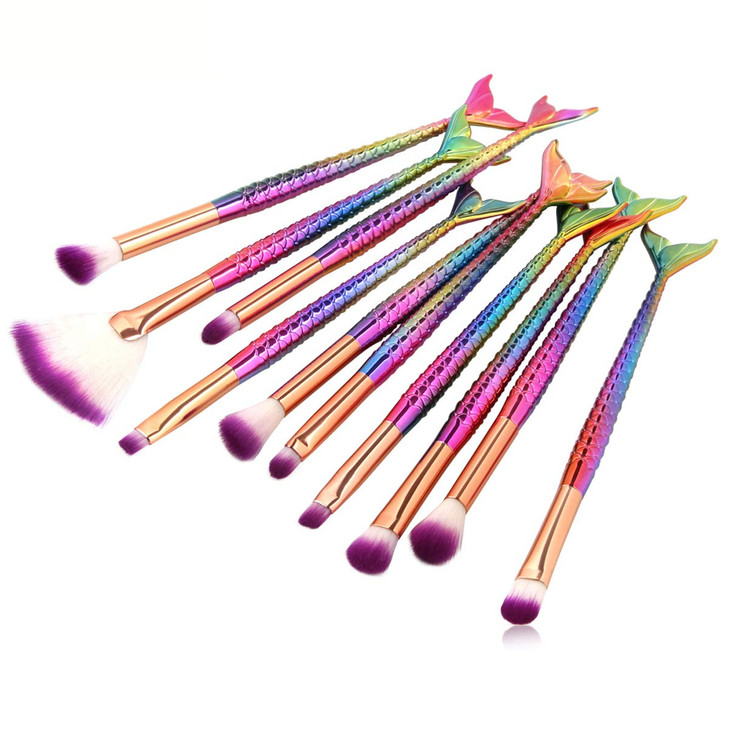 Tenmon 10 Pcs Mermaid Eye Makeup Brushes Set Professional Eyeshadow Makeup Brushes Set with Soft Synthetic Hairs for Eye