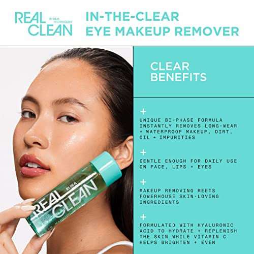 Real Techniques Real Clean In-The-Clear Eye Makeup Remover, Gentle Liquid Makeup Remover, Skin Repair Ingredients, Hyaluronic Acid & Vitamin C, Vegan online at globaldelivered