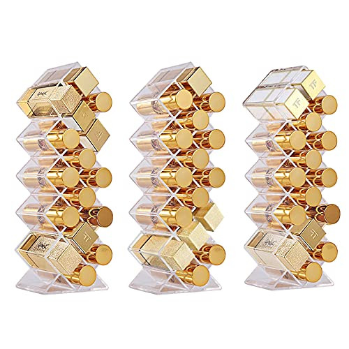 Lolalet 3 Pack Lipstick Holder Organizer 48 Spaces Acrylic Stackable Fish Shape Lipsticks Tower Lipgloss Display Stand C