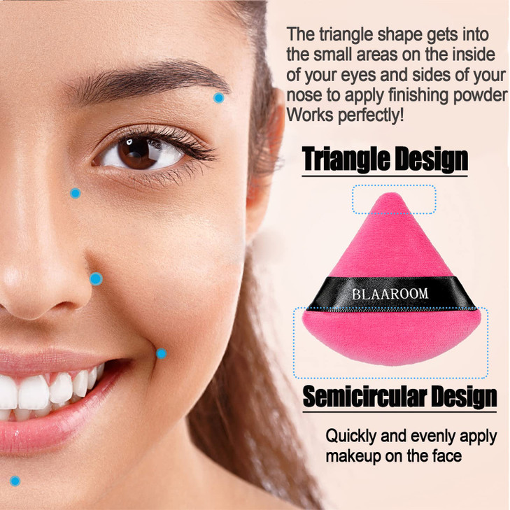 12 Pieces Velour Pure Cotton Powder Puff Face Makeup Triangle Powder Puffs for Loose Powder Wet Dry Cosmetic Foundation