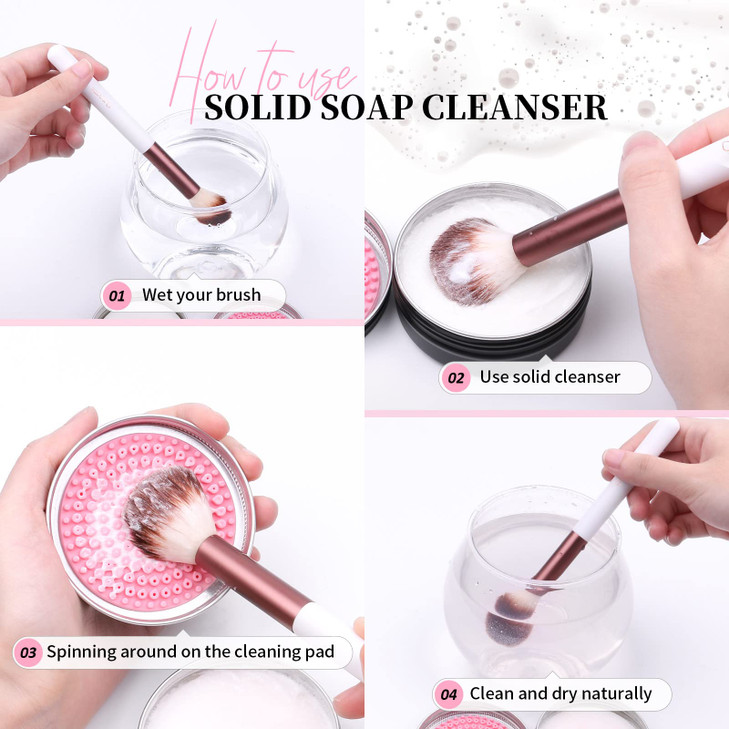 DUcare Makeup Brush Cleaner Makeup Brushes Solid Soap Cleanser with Color Removal Sponge Brush Cleaning Mat Silicone Mak