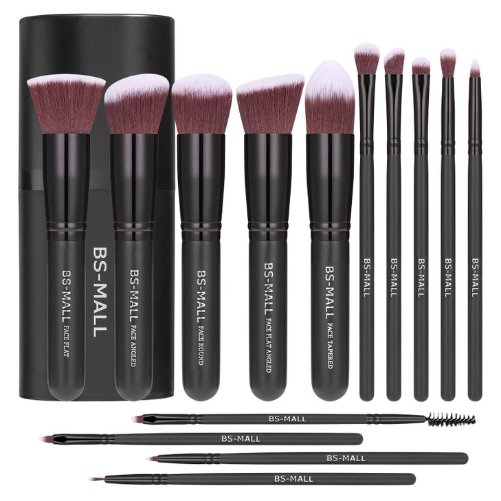 Makeup Brushes BSMALL Premium Synthetic Foundation Powder Concealers Eye Shadows Makeup 14 Pcs Brush Set Rose Golden wit