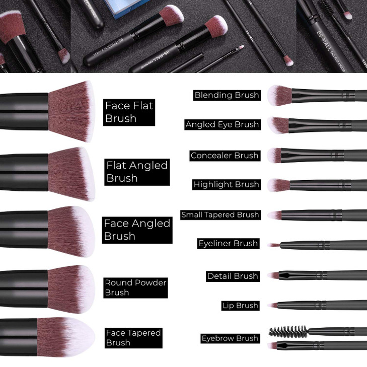 Makeup Brushes BSMALL Premium Synthetic Foundation Powder Concealers Eye Shadows Makeup 14 Pcs Brush Set Rose Golden wit