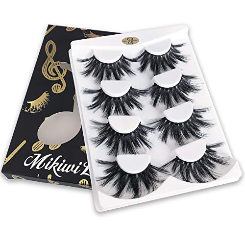 MIKIWI 25mm Lashes Dramatic 6D Faux Mink Lashes Fluffy Volume Eyelashes Thick Crossed Lashes Long Faux 25mm Mink Lashes