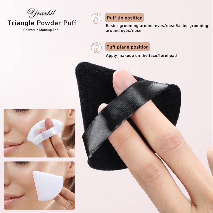 Yrarbil 10 Pieces Triangle Powder Puff Soft Velour Puff Face Makeup Puff for LooseBodyMineral Powder Wet and Dry Dualuse