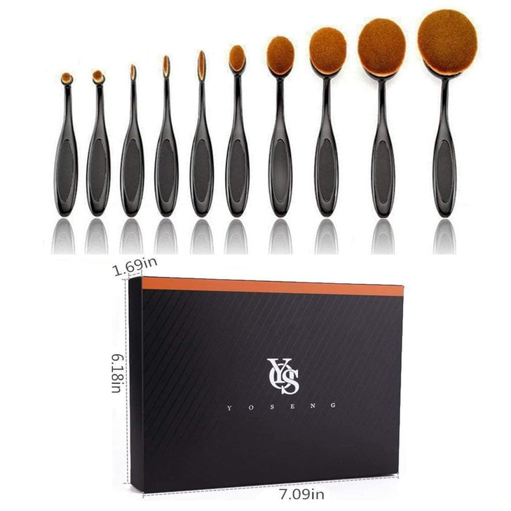Yoseng Makeup Brushes Set 10Pcs Professional Oval Toothbrush Foundation Contour Powder Blush Conceler Eyeliner Blending