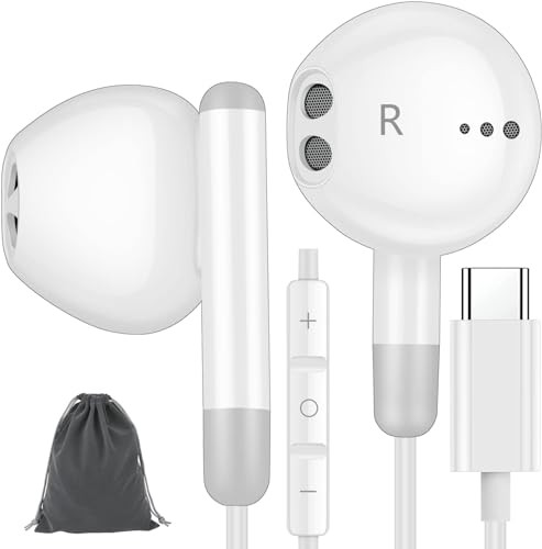 USB C Headphones for iPhone 16 15 Pro Max, Type C Earphones Fit with iPad Pro/MacBook, Samsung S23 S22, Pixel 7 6 5, HiFi Stereo USB C Wired Earbuds