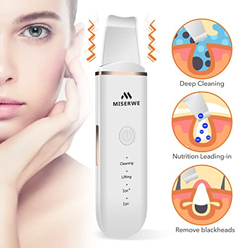 Skin Scrubber Face Skin Spatula Facial Scrubber Spatula for Deep Cleansing Blackhead Remover Pore Cleaner with 4 Modes W