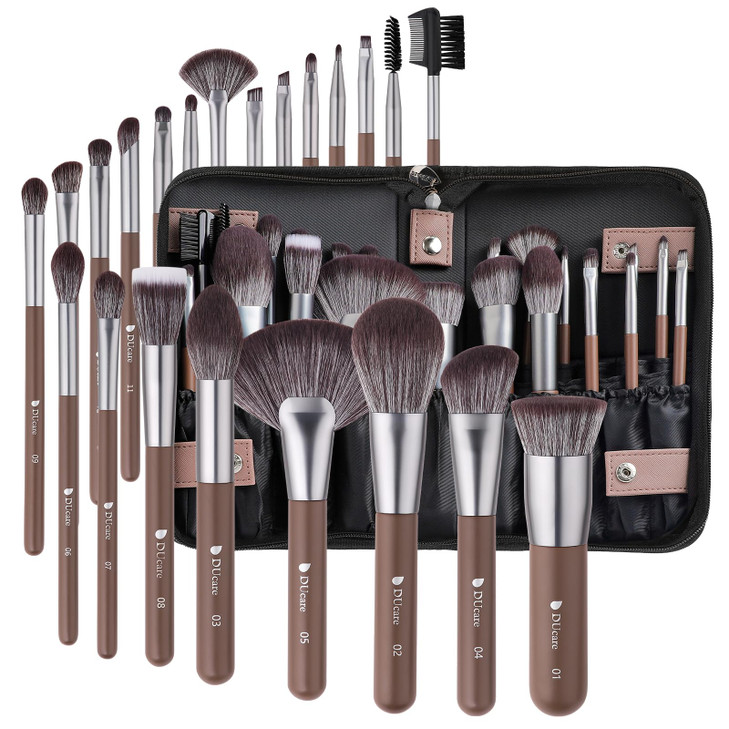 DUcare Makeup Brushes Professional with Bag 22Pcs Makeup Brush Set Premium Synthetic Kabuki Foundation Blending Brush Fa
