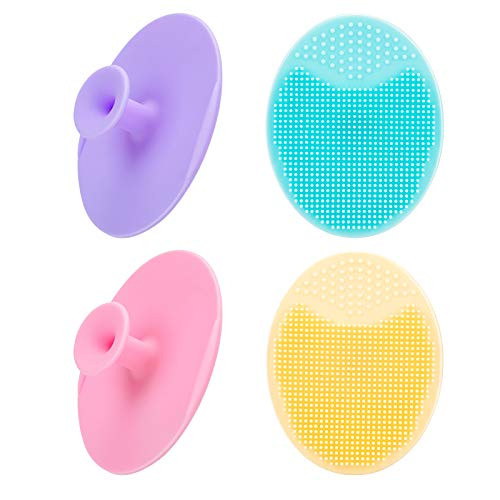 4 Pack Face ScrubberJEXCULL Soft Silicone Facial Cleansing Brush Face Exfoliator Blackhead Acne Pore Pad Cradle Cap Face