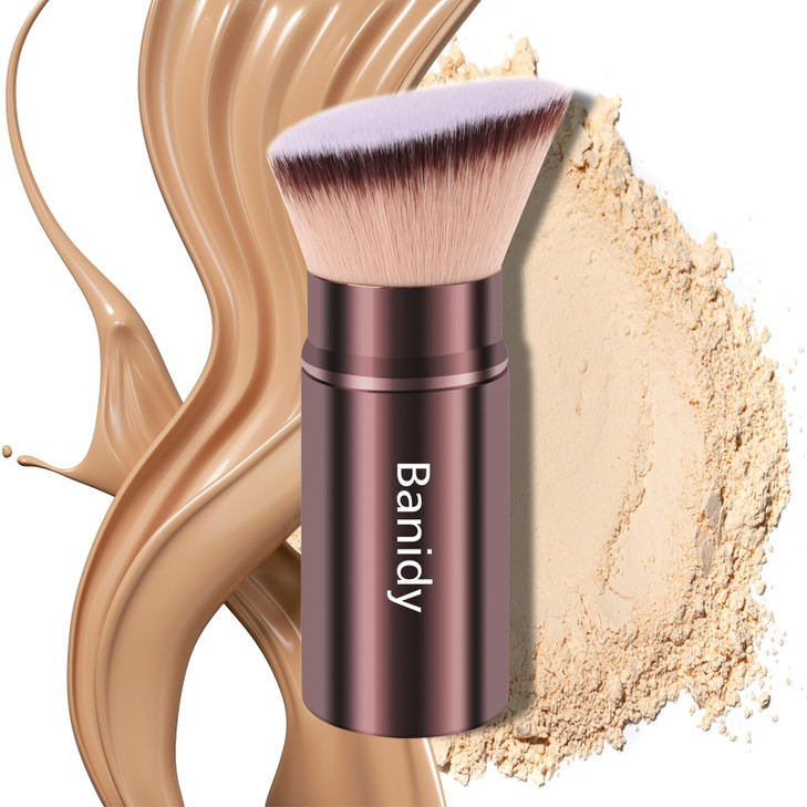 Makeup Brush Kabuki Face Brushes Retractable Travel Blush Kabuki Brush Portable Flawless for Foundation Powder Blush Bro
