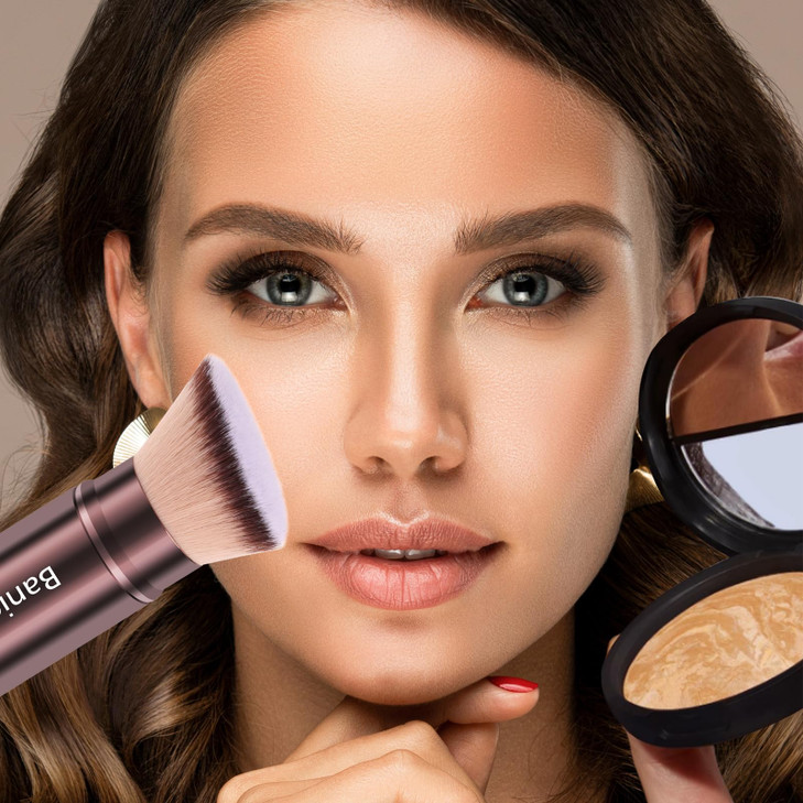 Makeup Brush Kabuki Face Brushes Retractable Travel Blush Kabuki Brush Portable Flawless for Foundation Powder Blush Bro
