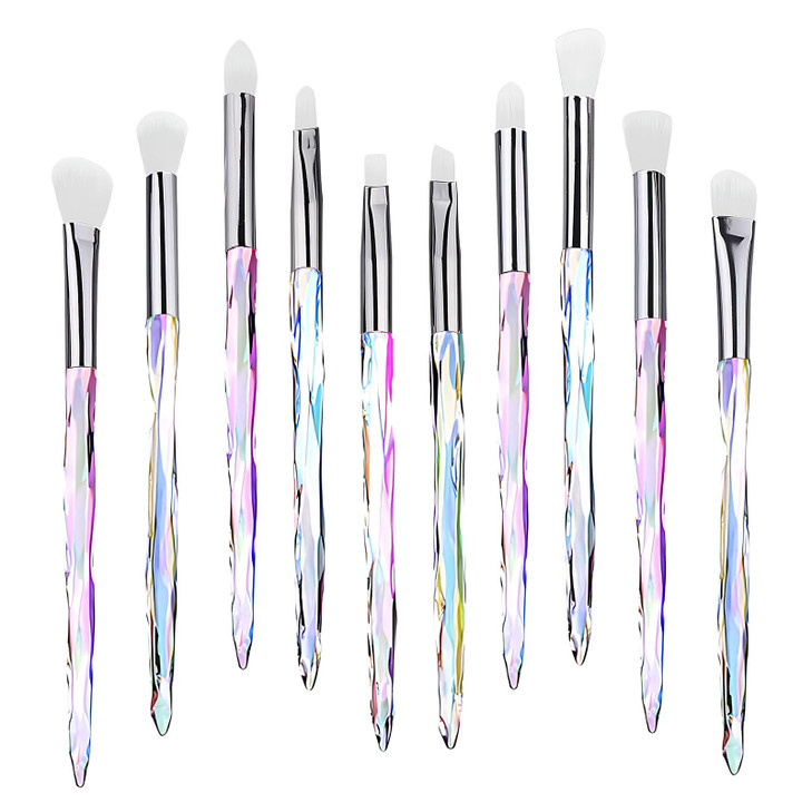 Kingtree Eyeshadow Makeup Brushes 10PCS Crystal Brushes for Eye Makeup Premium Synthetic Bristles Eyeshadow Blending Cre