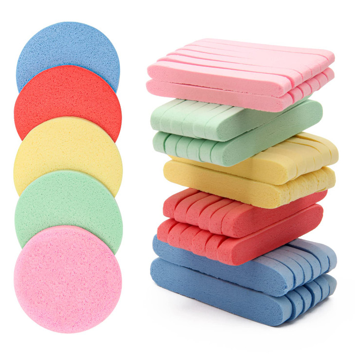120 Pcs Facial Sponge Compressed Luxiv 5 Colors Face Cleansing Sponge Estheticians Compressed Makeup Facial Sponge Round