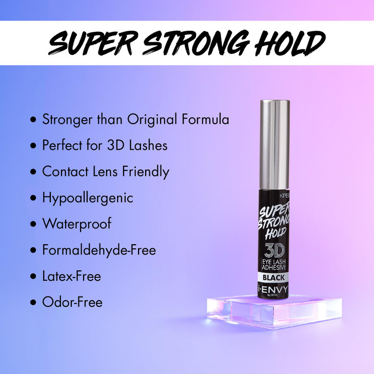 iEnvy Super Strong Hold 3D Strip Lash Glue BrushOn False Eyelash Adhesive Waterproof Hypoallergenic Latex Formaldehyde F