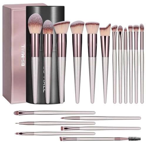 BSMALL Makeup Brush Set 18 Pcs Premium Synthetic Foundation Powder Concealers Eye shadows Blush Makeup Brushes with blac
