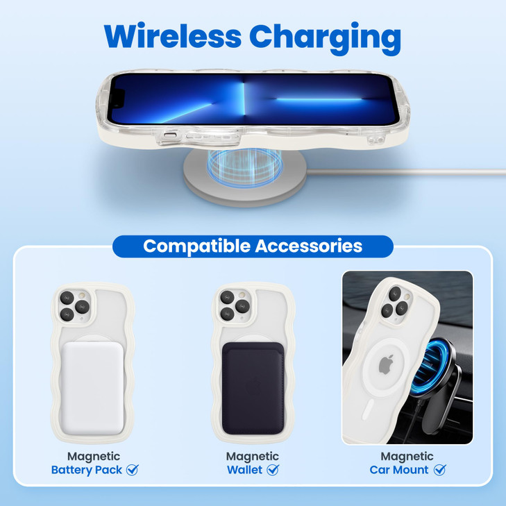 ZCDAYE Magnetic Case for iPhone 13 Pro Max, Cute Curly Wave Frame Case Compatible with Wireless Charging, Transparent Protective iPhone 13 Pro Max Co online at globaldelivered