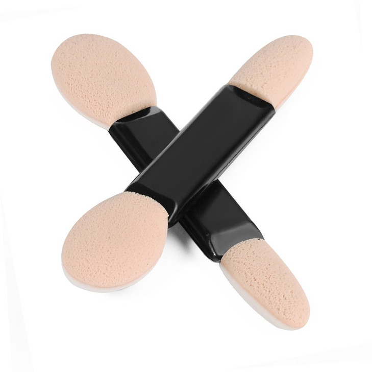 Deksias Disposable Dual Sided Eye Shadow Sponge Applicator Oval Tipped Eyeshadow Brushes Makeup Tool 50PCS Beige white