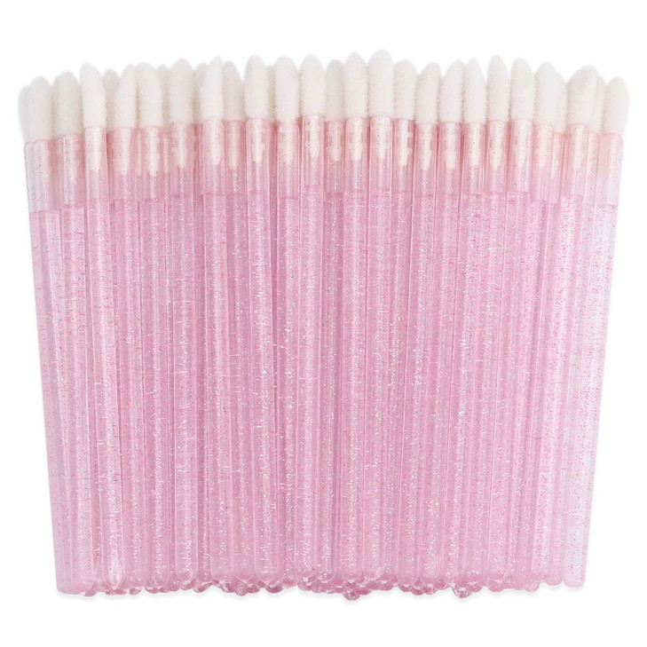 100 Pieces Lipstick Wands Disposable Lip Gloss Cosmetic Applicator Ctystal Lip Wands Bulk Pink