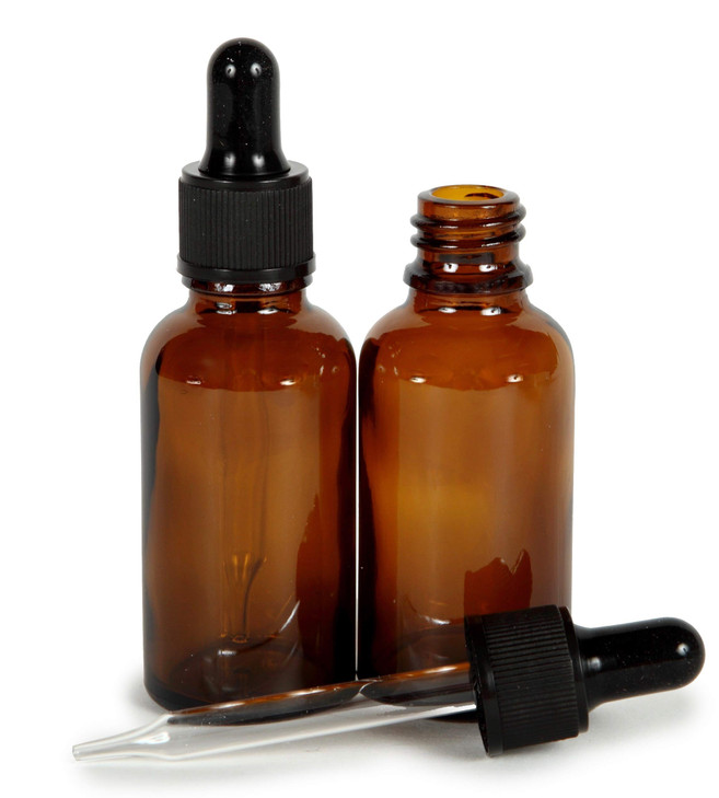 Vivaplex Amber 4 oz Glass Bottles with Glass Eye Droppers 2 pack
