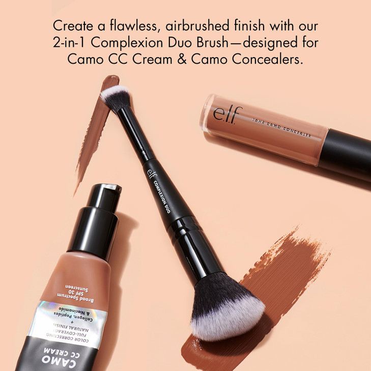 elf Complexion Duo Brush Makeup Brush For Applying Foundation Concealer Creates An Airbrushed Finish Made With Vegan Cru