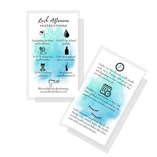Boutique Marketing LLC Lash Extension Aftercare Instructions Cards50 PackDouble Sided Size 35 x 2 inch inches After Care