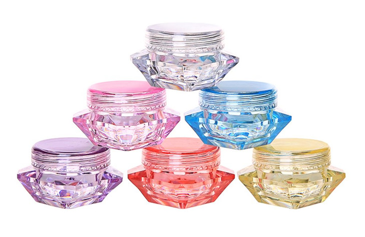 Wowlife 60Pcs 5 Gram5 ML Cosmetic Sample Empty Container Diamond Plastic Jars for Cream Eye Shadow Nails Powder Jewelry
