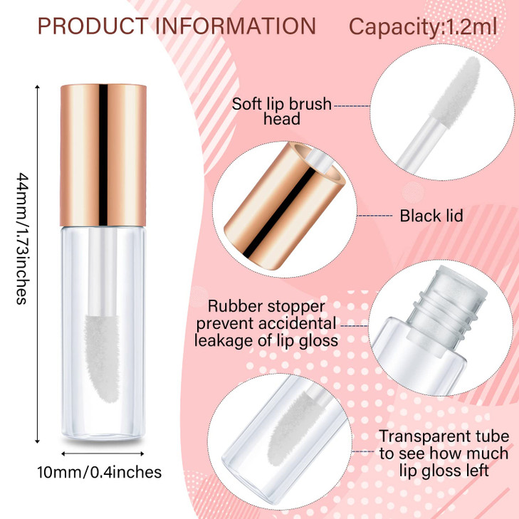 Patelai 100 Pieces 12 ml Clear Mini Lip Gloss Tube Refillable Empty Lip Balm Gloss Containers for Women Girls DIY Makeup