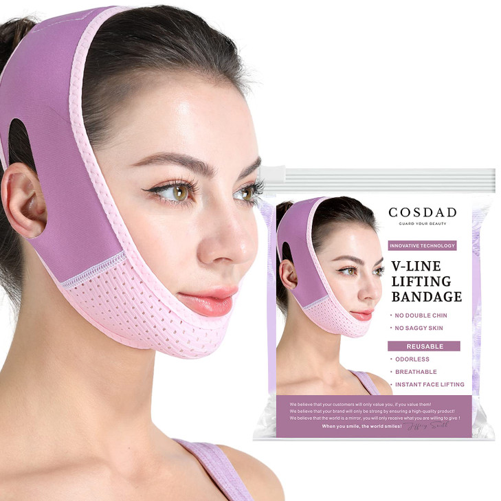 COSDAD Reusable Double Chin Reducer Chin Strap Face Slimming Strap Face Slimmer Shaper for WomenBreathable Comfortable V
