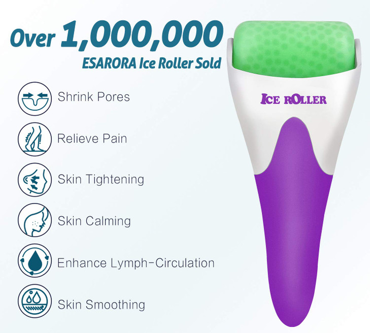 ESARORA Ice Roller for Face Eye Puffiness Migraine Pain Relief and Minor Injury Skin Care Products