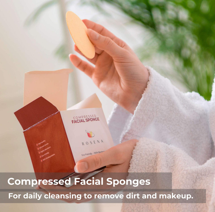 Facial Sponges 50 Count Compressed Cellulose Face Cleansing and Exfoliating Sponges Reusable Makeup Mask Remover Round F