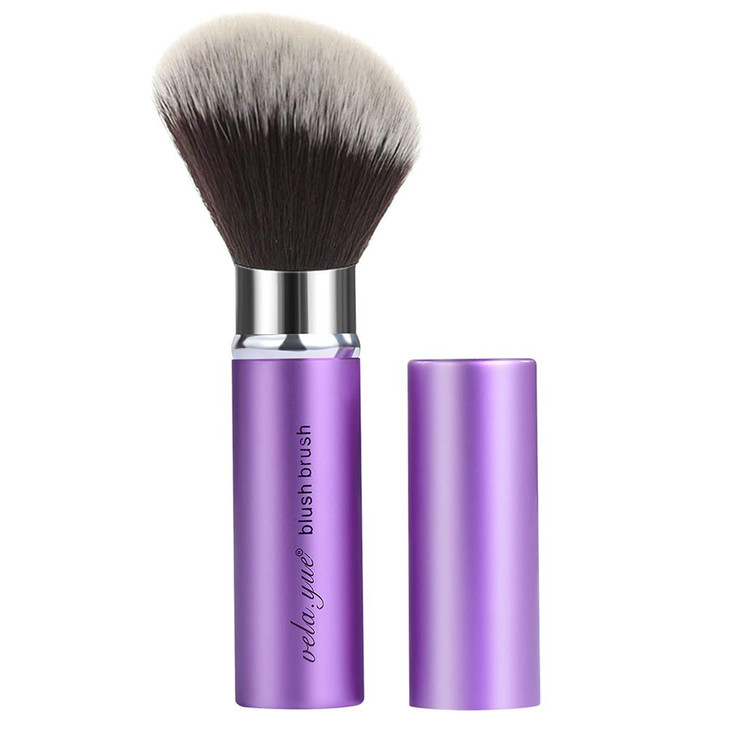 VelaYue Retractable Blush Brush Angled Face Powder Blusher Bronzer Travel Makeup Brush