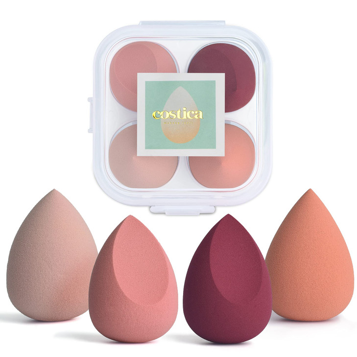 COSTICA Makeup Sponge Set Blender Beauty Sponge Makeup Blender Flawless for Liquid Multi Colored 4 pcs Rose Series