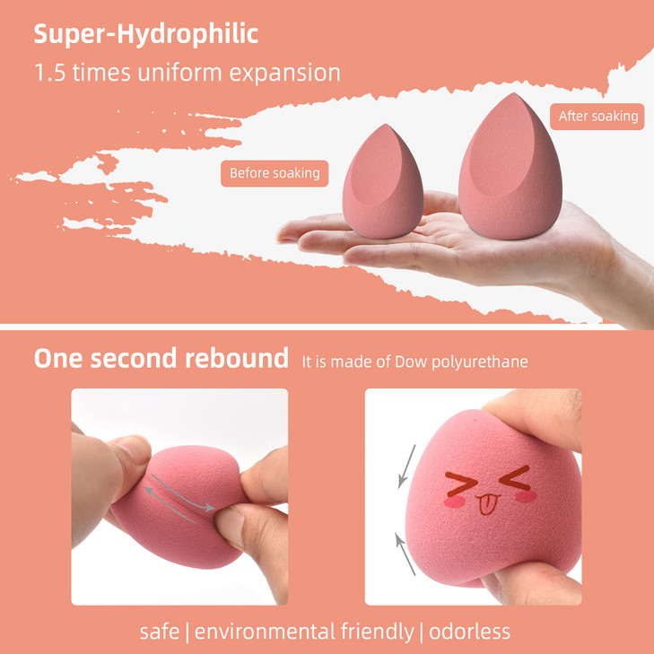 COSTICA Makeup Sponge Set Blender Beauty Sponge Makeup Blender Flawless for Liquid Multi Colored 4 pcs Rose Series