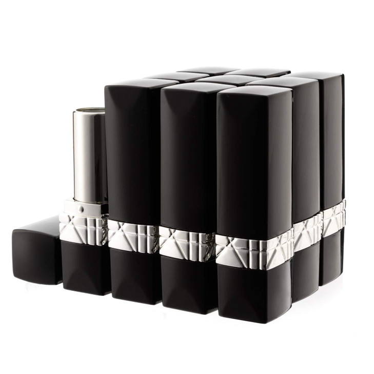 Allwon 10Pcs Black Empty Lipstick Tubes DIY Lip Balm Container Rectangle Tube