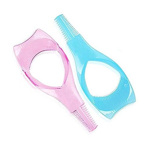 1Pcs Pink 1Pcs Blue Plastic Eyelashes Tools 3 in 1 Mascara Applicator Guard Eyelash Guide Eye Makeup Tool For Women Girl